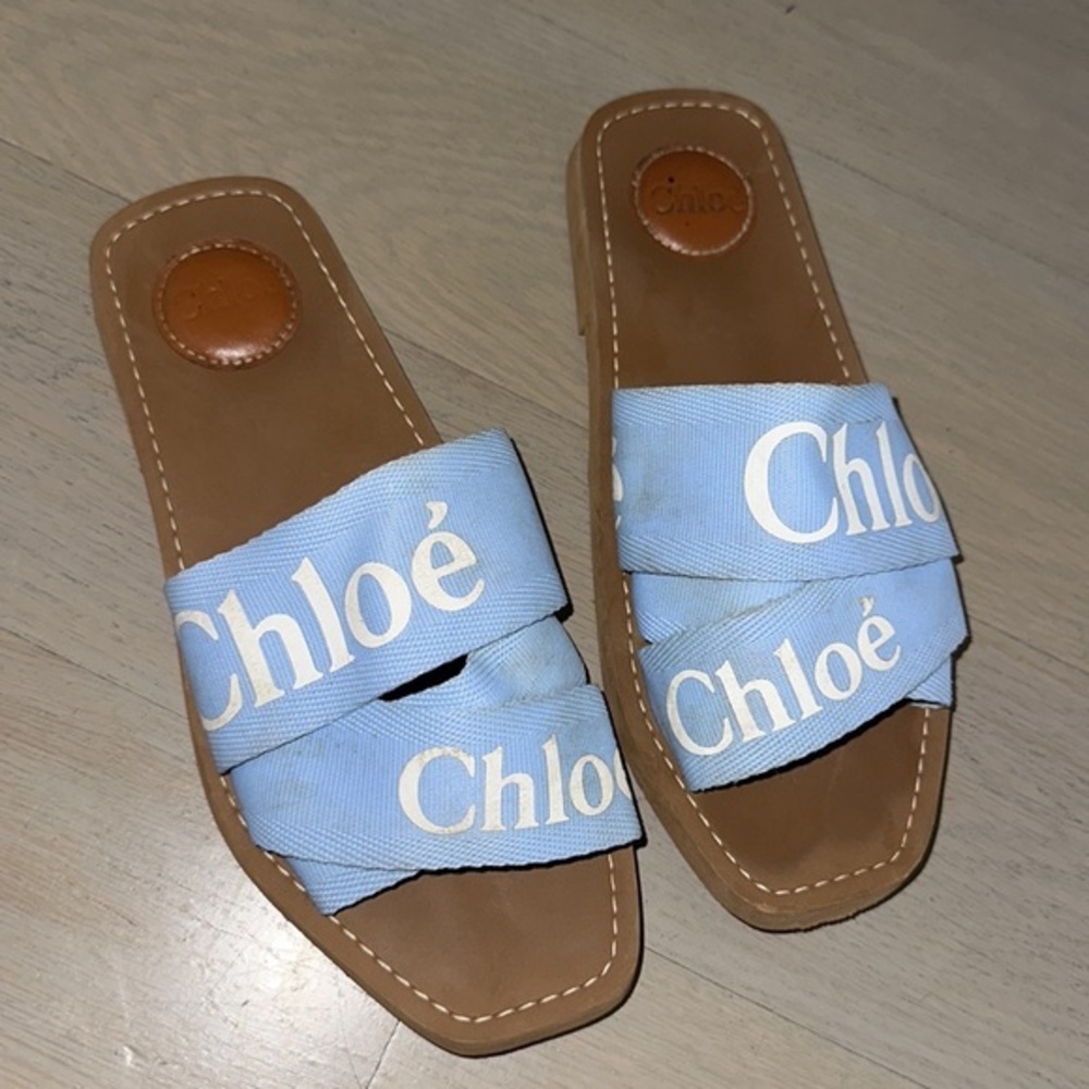 Chloe Woody slides - graceful blue size 38